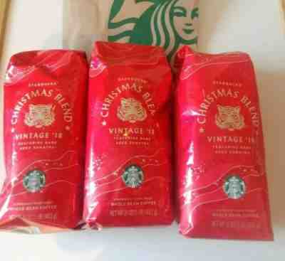 Starbucks Christmas Blend Vintage 2018 WHOLE Bean Coffee 3 Bags NEW - Sold on eBay Feb, 13th 2019 for $15.20