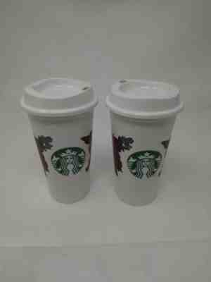 2 Starbucks Valentine Love Hearts & Roses 2019 Reusable Drink Cup  - Sold on eBay Feb, 14th 2019 for $12.00