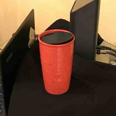 Starbucks Floral Embossed Orange Peach Ceramic Travel Tumbler Mug Spring 2019 - Sold on eBay Feb, 13th 2019 for $15.00