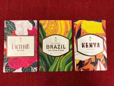 3 NEW STARBUCKS RESERVE 2019 TASTER CARDS LOT VIETNAM BRAZIL KENYA LIMITED - Sold on eBay Jan, 23rd 2019 for $9.99