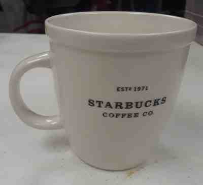 Starbucks Estd 1971 Large Mug White Black Letters 2001 Barista Abbey Coffee Cup - Sold on eBay Dec, 28th 2018 for $16.57
