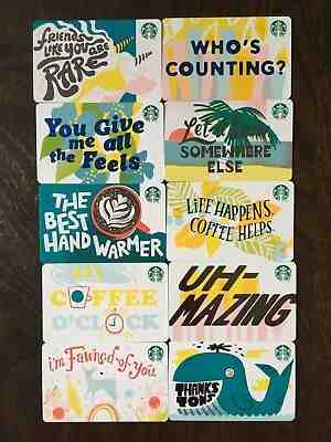 Canada Series Starbucks "RECYCLABLE CARD 2019 SET" (10) Gift Cards -New No Value - Sold on eBay Feb, 11th 2019 for $6.50