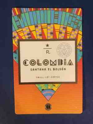 One Starbucks Small-Lot Coffee Colombia Santana El Bolson Reserve Taster Card US - Sold on eBay Feb, 7th 2019 for $6.00
