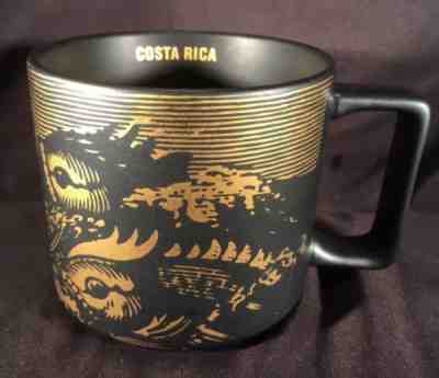 HTF 2016 Starbucks COSTA RICA Mug Coffee Cup Gold BLACK Ceramic YAH Stackable - Sold on eBay Jan, 4th 2019 for $9.00