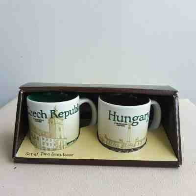 2 Demitasse Starbucks City Mugs 3 oz CZECH REPUBLIC & HUNGARY Discontinued - Sold on eBay Feb, 9th 2019 for $38.00
