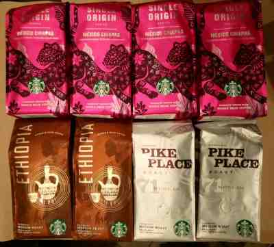 Starbucks Mexico Chiapas, Pike Place, Ethiopia Coffee Beans 8.8 oz (250 g) - Sold on eBay Feb, 13th 2019 for $9.90