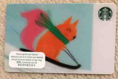 Starbucks 2018 HONG KONG Holiday Skiing Squirrel Holographic Card - Sold on eBay Dec, 17th 2018 for $7.50