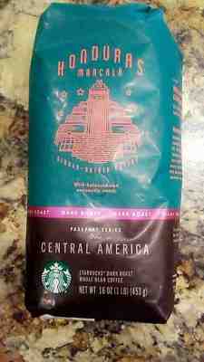 Starbucks Honduras Marcala Central America Dark Roast Whole Bean Cofee 1lb Bag