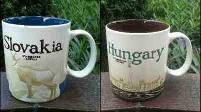 2 Original Starbucks City Mugs 16 oz SLOVAKIA & HUNGARY Series 2016-2017 - Sold on eBay Feb, 4th 2019 for $60.00