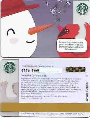 IRELAND  Starbucks card  NEW * SNOWMAN * 2018 - EXCELLENT - Sold on eBay Feb, 2nd 2019 for $3.45
