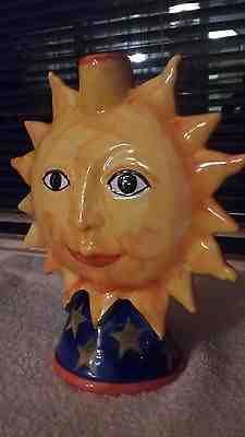 Starbucks Coffee Hand Painted Celestial Sun Stars Ceramic Candle Holder Italy - Sold on eBay Jan, 26th 2019 for $39.95