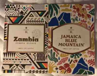  2 Starbucks Reserve Coffee Taster Cards Jamaica Blue Mountain & Zambia  - Sold on eBay Dec, 18th 2018 for $6.60