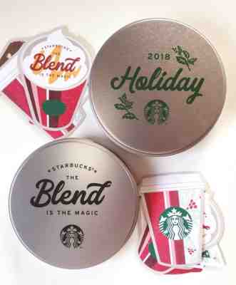 Starbucks Japan 2018 Holiday set of 2 Tin Can Steel Box Case&Sticker - Sold on eBay Feb, 11th 2019 for $20.00