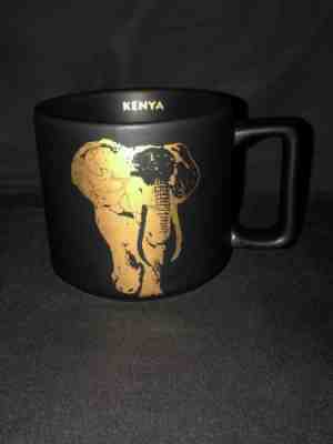 Starbucks Kenya Mug Black Matte With Gold Elephant Africa Coffee Mug Cup 14 oz - Sold on eBay Feb, 2nd 2019 for $4.99