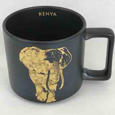 Starbucks Kenya Mug Gold Elephant Black 14 Ounces FLAW  - Sold on eBay Jan, 30th 2019 for $5.00