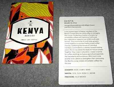 STARBUCKS 2018 LATEST KENYA & VIETNAM RESERVE COFFEE TASTER CARDS - SET OF FIVE - Sold on eBay Jan, 9th 2019 for $5.00