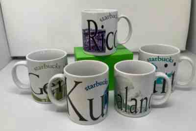 Starbucks City Country  Mugs Lot of 5  New Zealand Puerto Rico Germany  Kuwait - Sold on eBay Feb, 2nd 2019 for $26.00