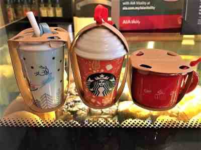 Starbucks Ornaments 2018 (Santa Red Cup, Santa Cold to Go & Hot Cup with Whip) - Sold on eBay Feb, 10th 2019 for $54.99