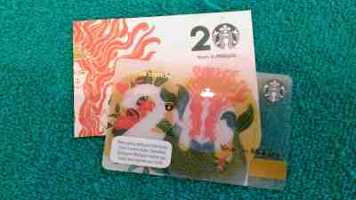 STARBUCKS Malaysia 20th Year Anniversary Gift Card w/Matching Sleeve - US Seller - Sold on eBay Feb, 7th 2019 for $5.88