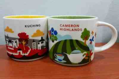 Starbucks Cameron Highlands & Kuching YAH mugs (from Malaysia) - with Box + SKU - Sold on eBay Feb, 6th 2019 for $44.99
