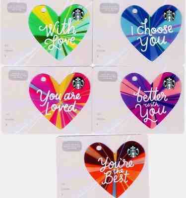 MALAYSIA  Starbucks cards  " VALENTINE'S  DAY  2018 " Set of 5 - RARE - Sold on eBay Feb, 3rd 2019 for $17.45