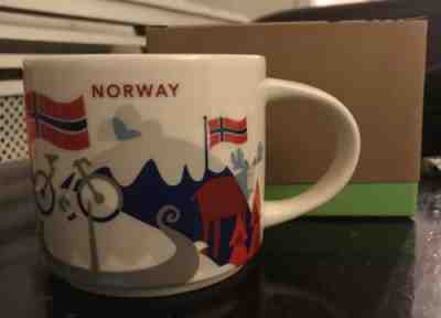 Starbucks Norway YAH Mug Viking Moose Norge Blue Norse Mountain Ski You Are Here - Sold on eBay Jan, 13th 2019 for $35.00