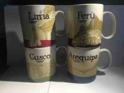 Starbucks Peru, Lim,a Cusco, Aerequipa Mugs Set of 4 - Sold on eBay Feb, 12th 2019 for $92.00