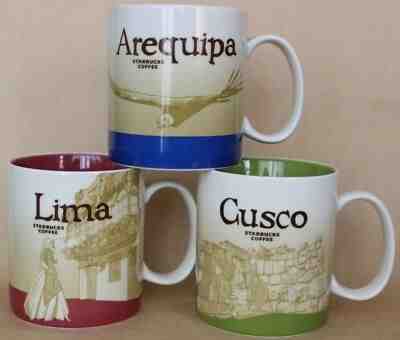 PERU STARBUCKS RARE south america mug lot set 16oz LIMA CUSCO CITY 473 AREQUIPA - Sold on eBay Feb, 10th 2019 for $35.00