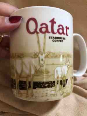 STARBUCKS QATAR Coffee Mug City Series Global Icon Arabian Oryx 2013 16 oz - Sold on eBay Jan, 26th 2019 for $15.00