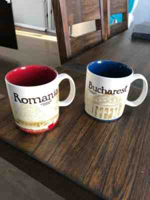 2 Original Starbucks City Mug 16 oz Romania & Bucharest Series 2016 Discontinued - Sold on eBay Jan, 27th 2019 for $24.00