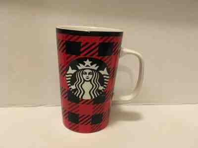 Starbucks Coffee Black & Red plaid Ceramic Mug 2014 16 oz Red Dot Collection - Sold on eBay Feb, 13th 2019 for $20.00