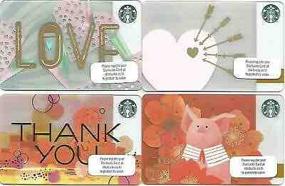 THAILAND  Starbucks cards NEW " THANK YOU - Arrows in heart - LOVE - PIG " 2019  - Sold on eBay Feb, 9th 2019 for $9.75