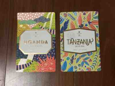 STARBUCKS RESERVE TANZANIA  MURIBA & UGANDA SIPI FALLS Coffee card / Coffee bean - Sold on eBay Jan, 4th 2019 for $8.00