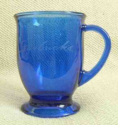 STARBUCKS COFFEE - COBALT BLUE, FOOTED, GLASS, COFFEE/TEA MUG  - Sold on eBay Feb, 13th 2019 for $11.00