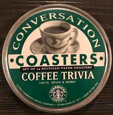 Starbucks Coffee 24 Conversation Trivia Coasters Recycled Paper In Sealed Tin  - Sold on eBay Feb, 9th 2019 for $5.00