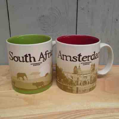 2 Original Starbucks City Mug 16 oz South Africa the first 2,000 & Amsterdam v.2 - Sold on eBay Jan, 10th 2019 for $64.00