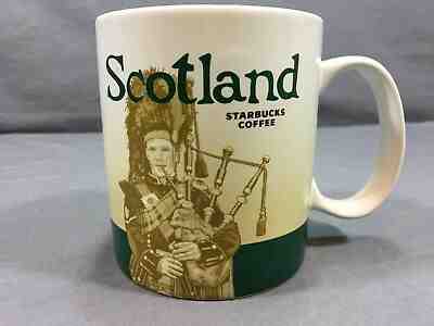 2014 STARBUCKS Coffee SCOTLAND City Global Icon Green Mug Bagpipe Player 16 oz - Sold on eBay Jan, 22nd 2019 for $38.25