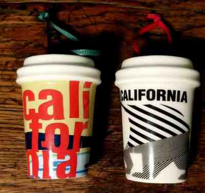 Starbucks Ceramic Cup Ornament California Sets 2015 & 2017 Christmas Holiday x2 - Sold on eBay Feb, 11th 2019 for $9.99
