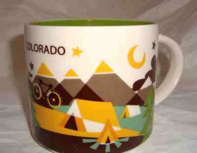 Starbucks You Are Here Coffee Cup Mug Colorado Mountains Bike Camping 14 oz. - Sold on eBay Feb, 13th 2019 for $8.98