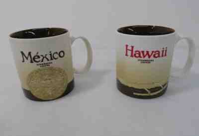 Lot of 2 Starbucks Coffee Mugs: Mexico & Hawaii Collector Series - Sold on eBay Jan, 29th 2019 for $29.66