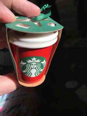 Starbucks coffee Iowa IA 2016 Christmas Ornament Red Mini To Go Cup Ceramic  - Sold on eBay Jan, 31st 2019 for $7.99
