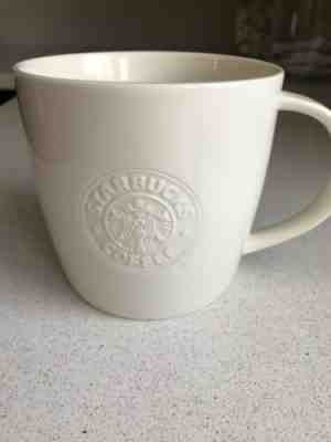 Starbucks 2009 All White Coffee Cup Mug 20oz Embossed Logo - Sold on eBay Feb, 6th 2019 for $12.99