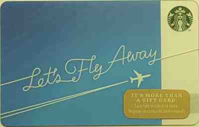 " Let's Fly Away " Blue + Airplane Starbucks Gift Card 2014 MINT - Sold on eBay Feb, 15th 2019 for $2.89
