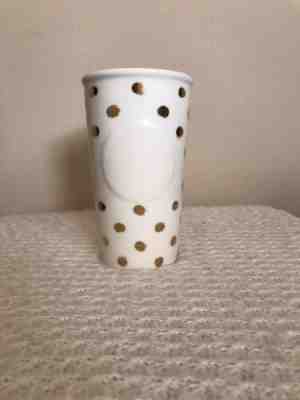 Starbucks Gold Polka Dot Tumbler Ceramic Travel Dot Collection Mug 2014 - Sold on eBay Feb, 15th 2019 for $4.99