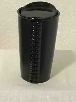 Starbucks 2015 Matte Black Ceramic Studded Travel Tumbler Mug 10 Oz. w/ Lid - Sold on eBay Feb, 15th 2019 for $16.00