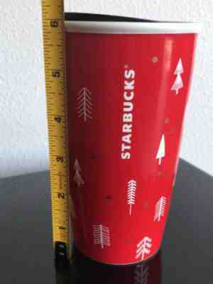 Starbucks Holiday 2018 Ceramic Tumbler Red Gnomes and Christmas Trees 12oz NEW - Sold on eBay Feb, 15th 2019 for $24.00
