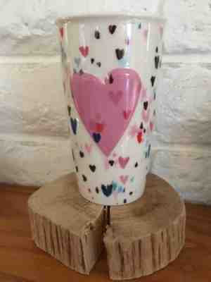 2018 New Starbucks Valentine Pink Heart Ceramic Travel Mug Tumbler 10 fl oz cup - Sold on eBay Feb, 15th 2019 for $39.99