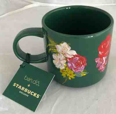 Starbucks  2018 Limited Edition ban.do 12oz Ceramic Green Floral Mug/Cup NEW - Sold on eBay Feb, 14th 2019 for $17.99