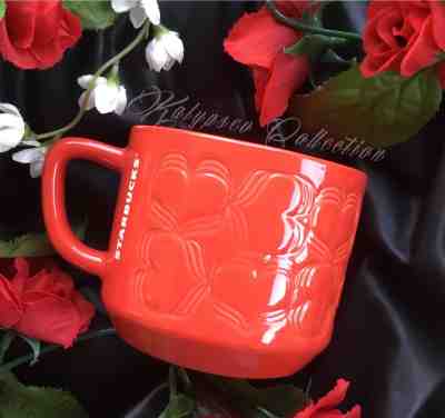 Starbucks Valentines 2019 Mug Red Ceramic Heart 12oz Coffee Cup LIMITED EDITION - Sold on eBay Feb, 14th 2019 for $24.50