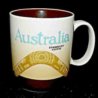 Starbucks 2009 Australia City Icon Mug Kangaroo Boomerang Chipped Rim Grande 